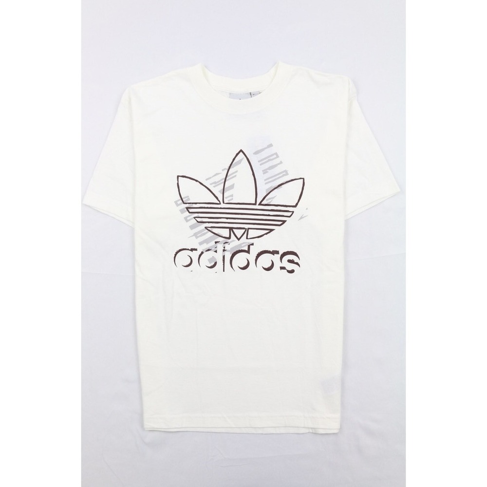 Adidas Mens Original Sketch Trefoil Large Logo White T-Shirt Crew Neck Size S